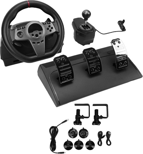 Race Stuur - Gaming Stuur - Racesimulatie Gaming - 270 Graden Rotatie - Met Pedalen Shifter — afbeelding 5