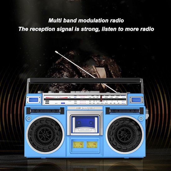 Draagbare Cassette Speler - Boombox Radio Recorder - Muziek Luisteren Opnemen - Brede Radio Banden - 20 Watt Vermogen — afbeelding 4