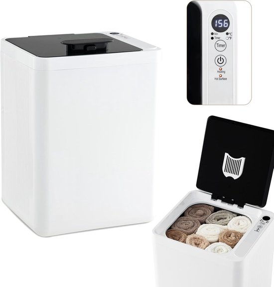 Handdoekwarmer Emmer - Badkamer Verwarmer - Ontspanningsparadijs - 23 Liter Capaciteit - 32x28x44cm - Wit Zwart
