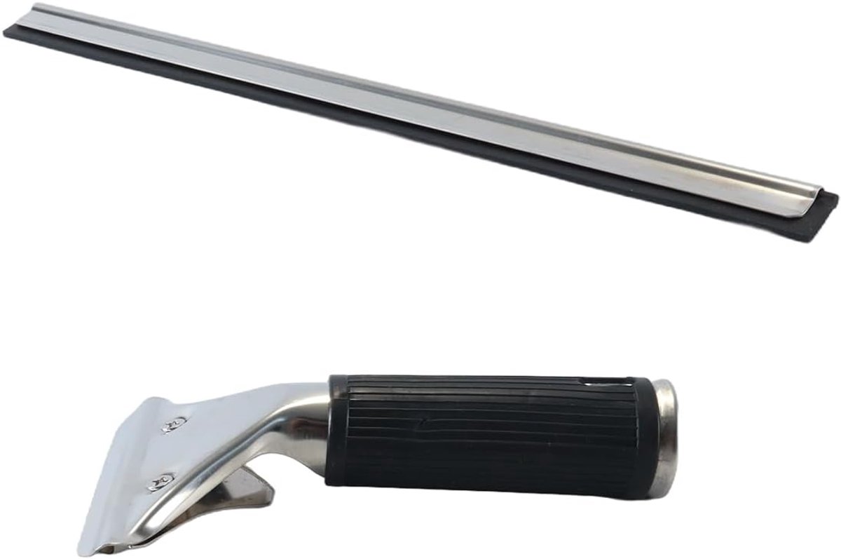 Raamwisser - Glasreiniger - Douche Reinigen - Roestvrij Staal - 35 cm - Zwart