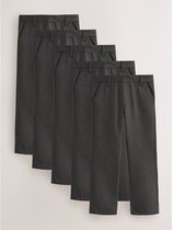 Next - Jongens - Reguliere schoolbroeken met elastische taille en rechte pijpen, 5 stuks - Grijs