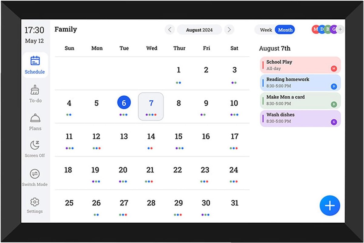 Digitale Agenda - Smart Display - Gezinsplanning - Interactief Touchscreen - 10.1 Inch