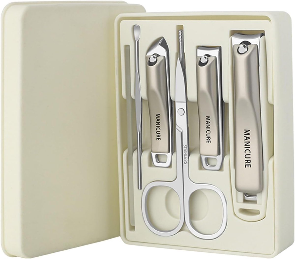 Manicure Set - Nagelverzorging Tools - Persoonlijke Verzorging - 7 Delig Gereedschap - 11.7 x 8.5 x 2.6 cm - Wit