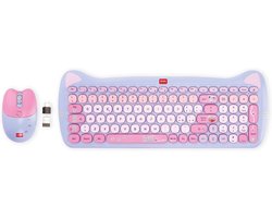 Draadloze Toetsenbord Muis - Set Accessoires - Kantoor Werk - 15 Multimedia Toetsen - 42 cm Breed