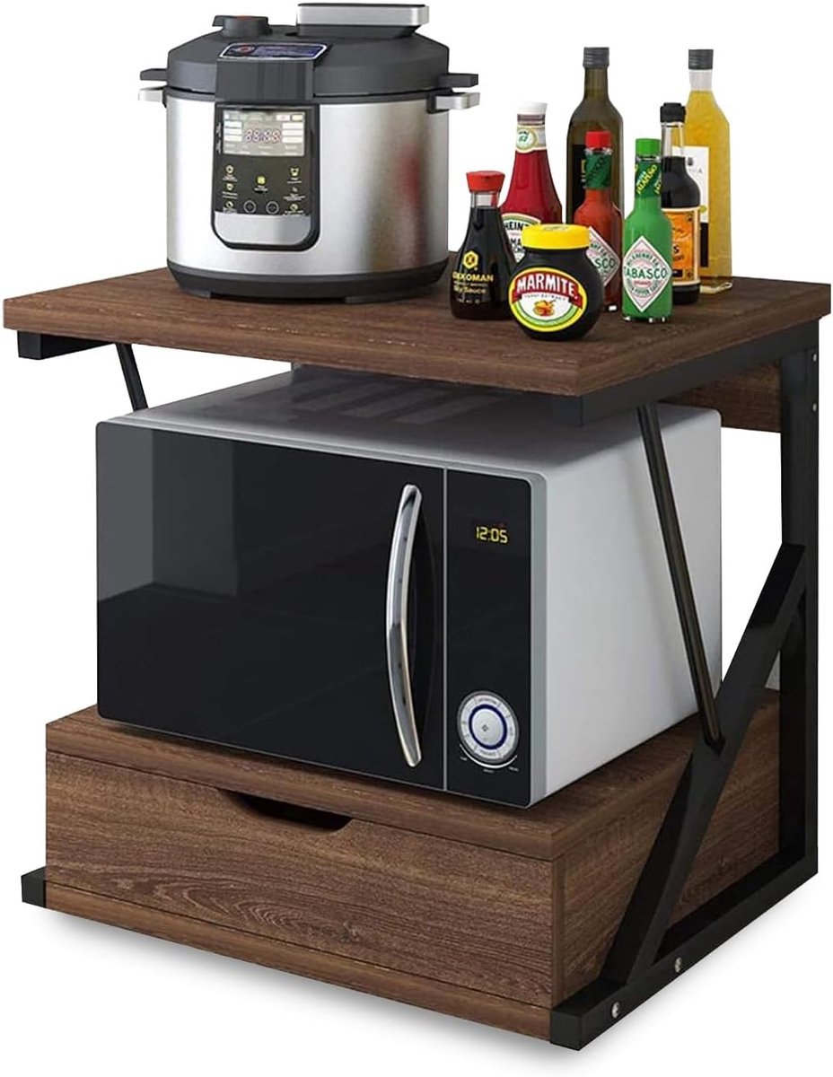 Keukenkast Magnetron - Keukenrek - Ruimte Optimaliseren - Met Lade en Plank - 50 x 54 x 35 cm