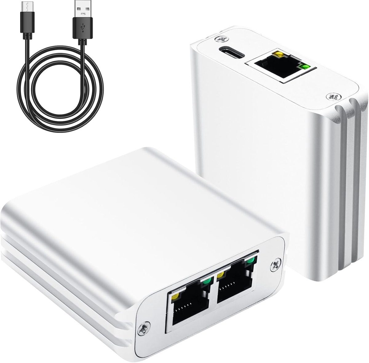 Ethernet Splitter - Netwerk Switch - Internet Delen - Plug and Play Installatie - 1000Mbps Snelheid - Zilverkleurig
