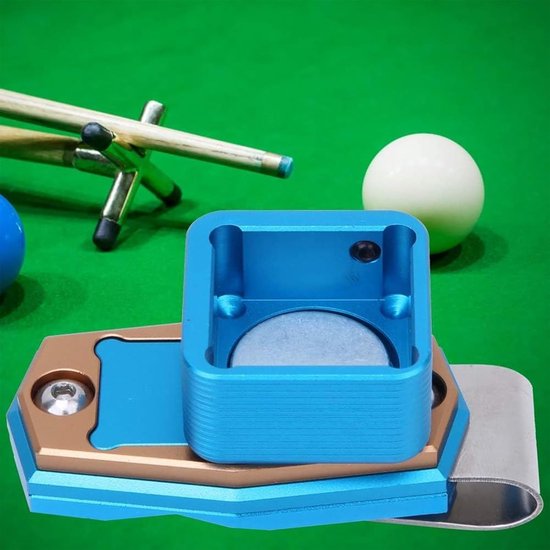 Biljart Krijthouder - Krijthouder Biljart - Tafelsport Accessoire - Magnetische Bevestiging - 10 x 6 x 4 cm - Blauw — afbeelding 2