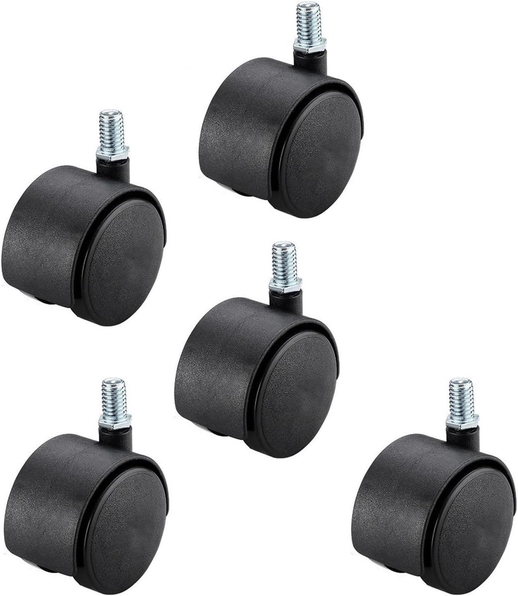 Meubelwielen Zwenkwielen - Universele Wielen - Meubels Verplaatsen - Stille Werking Met Rem - 42/50mm Bout 8/10mm - Zwart