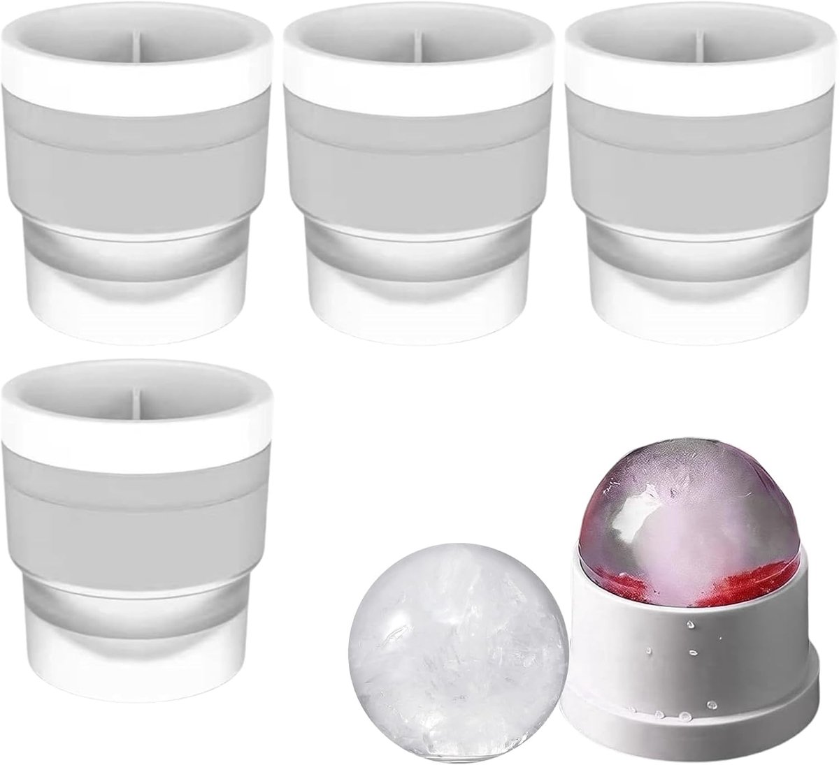 IJsbal Vormen - Ronde IJsmaker - Cocktails Maken - Set van Vier - 25 Inch Ballen - Wit