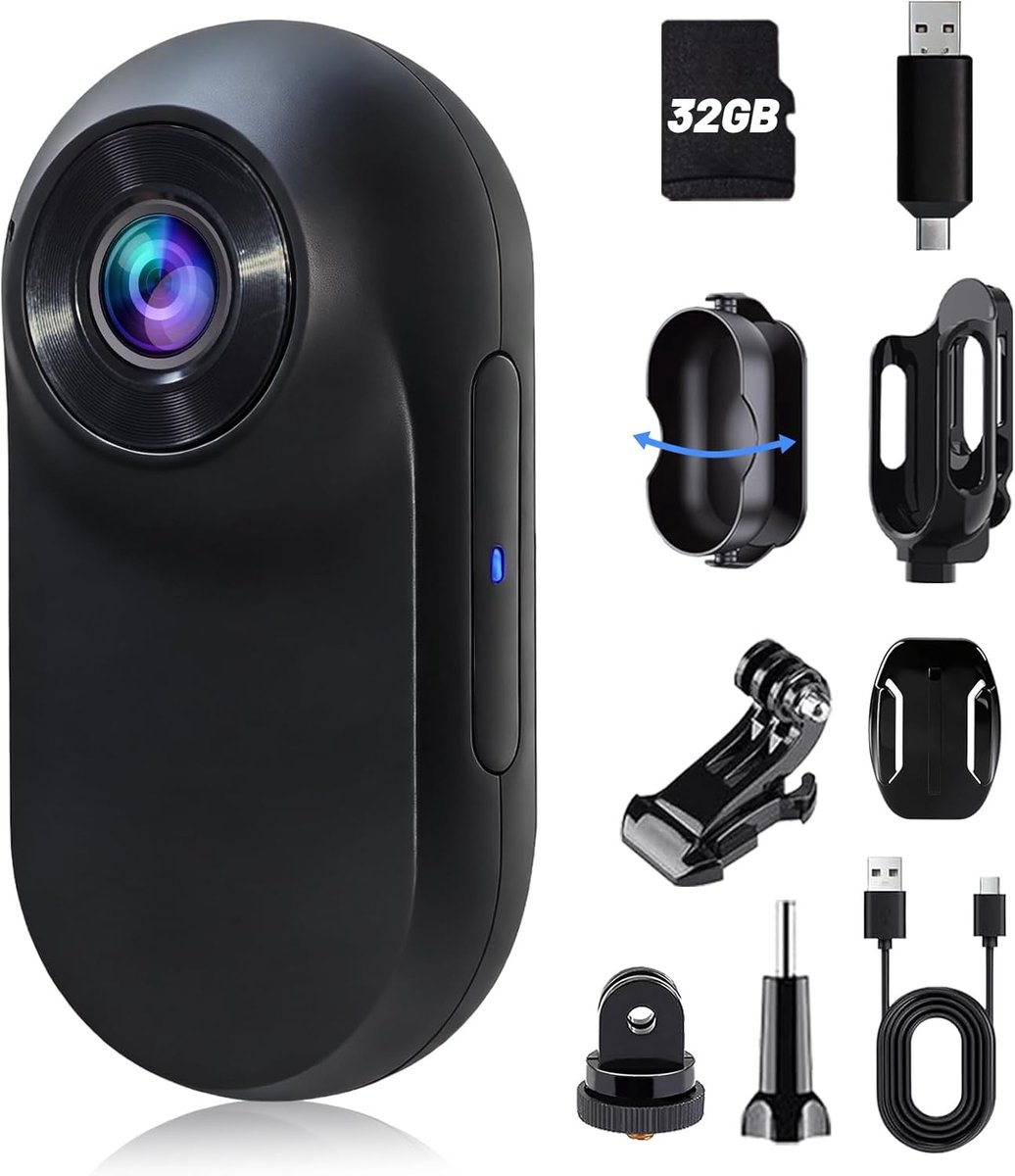 HD Actiecamera - Motorcamera Mini - Werk Fiets Reis - Geïntegreerd Geheugen - Eén Inch Scherm - Zwart