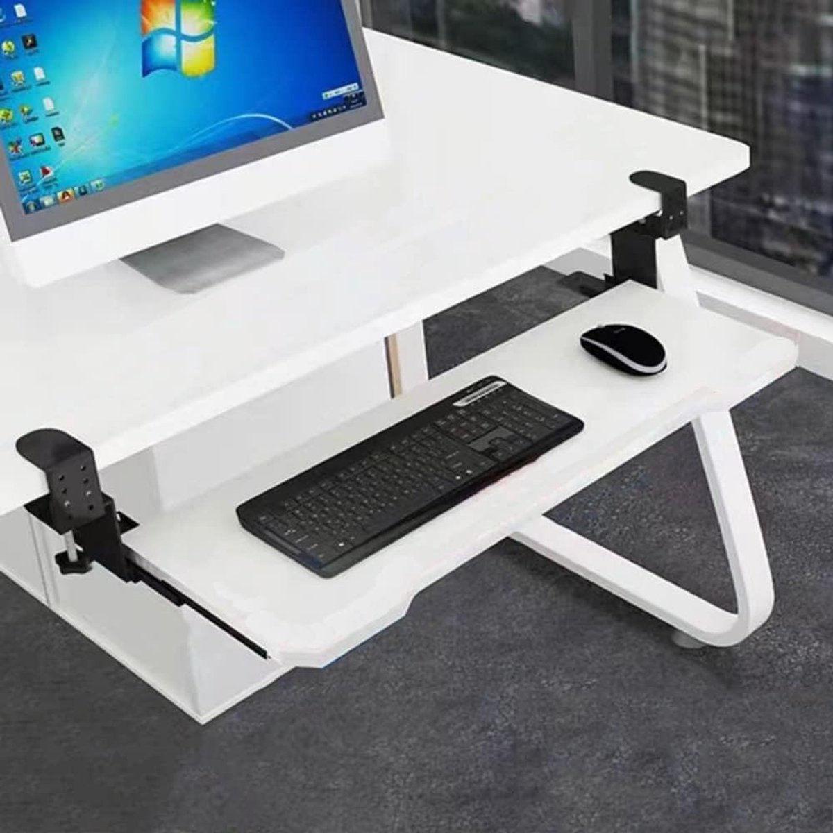 Onderbouw Toetsenbordlade - Uitschuifbaar Werkblad - Ergonomisch Thuiswerken - Stabiele Kogelgeleiding - 75cm Breed - Wit