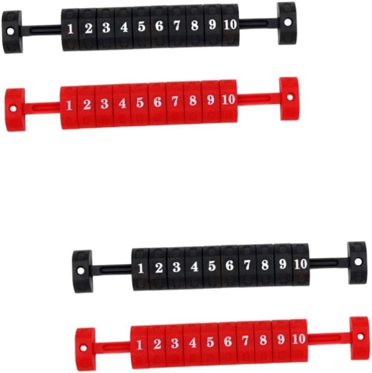 Tafelvoetbal Scoretellers - Scoreapparaten - Wedstrijd Bijhouden - Set van 4 stuks - 26.7 cm lengte - Zwart en rood