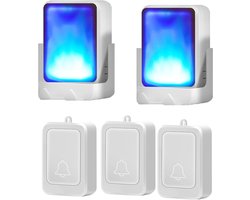 Belle's product-Deurbel - deurbel draadloos - Draadloze deurbel - deurbellen - 3 zenders en 2 ontvangers - Met 7 heldere lichtkleuren en 4 volumeniveaus - Voor thuis/kantoor, ouderen en slechthorenden