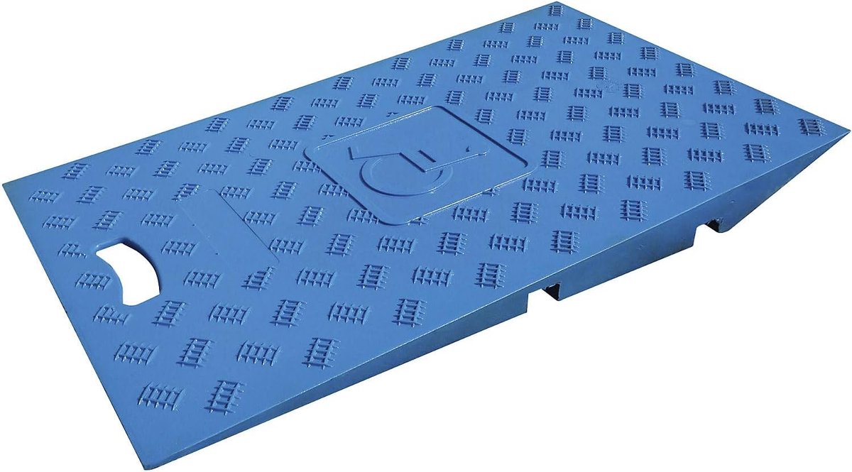 Rolstoeloprijset Kabelbrug - Helling Kabelgoot - Veilig Oversteken - Robuust Gerecycled Rubber - 744 x 440 x 75 mm - Blauw