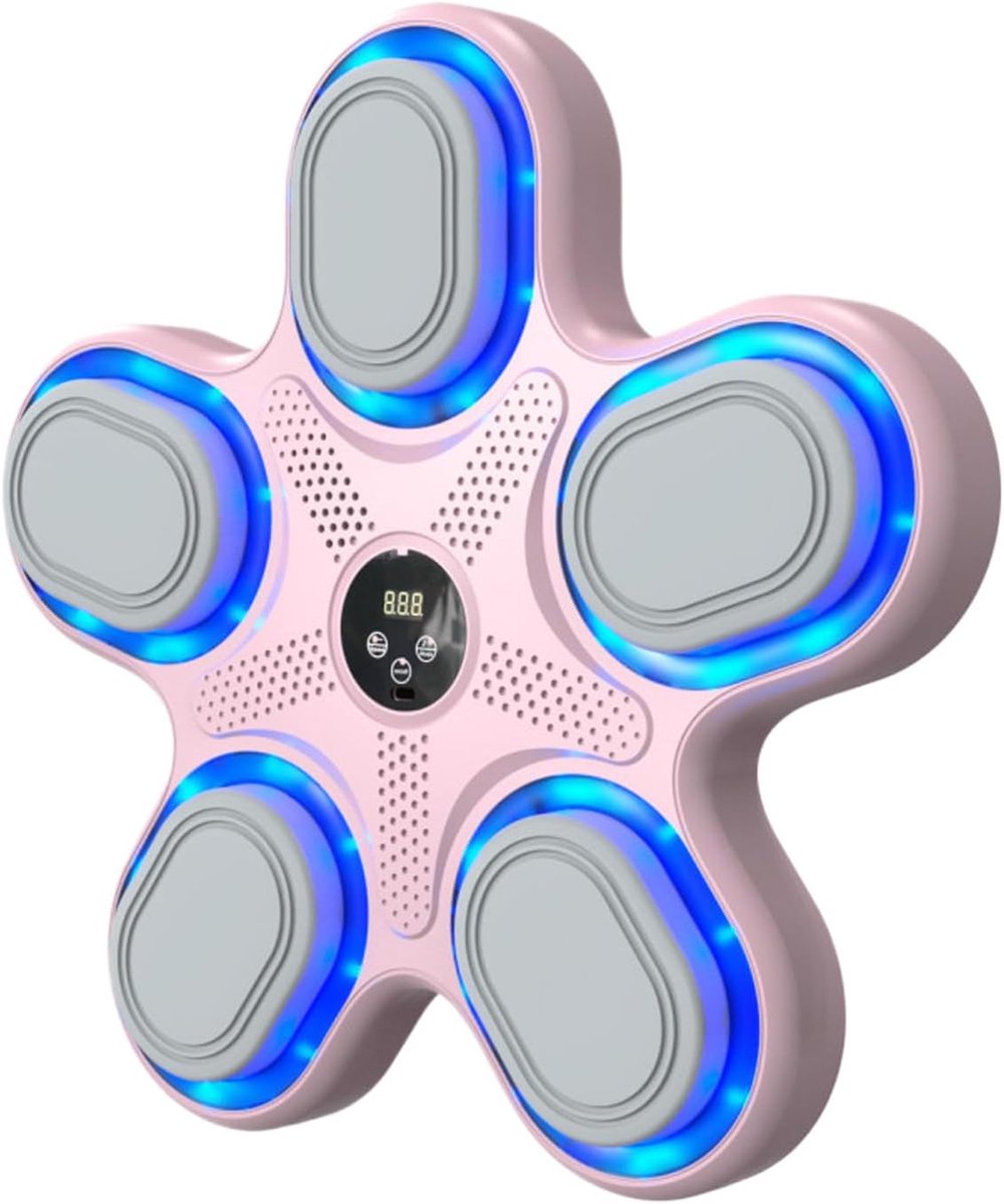 Bokstrainer Muurapparaat - Muziek Bokstafel - Thuis Fitness - Dynamische LED Verlichting - 37x35x5 cm - Roze