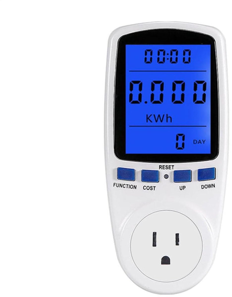 Energieverbruiksmonitor - Stroommeter Wattmeter - Energie Besparen - Duidelijk LCD Display - 155 cm x 7 cm - Blauw