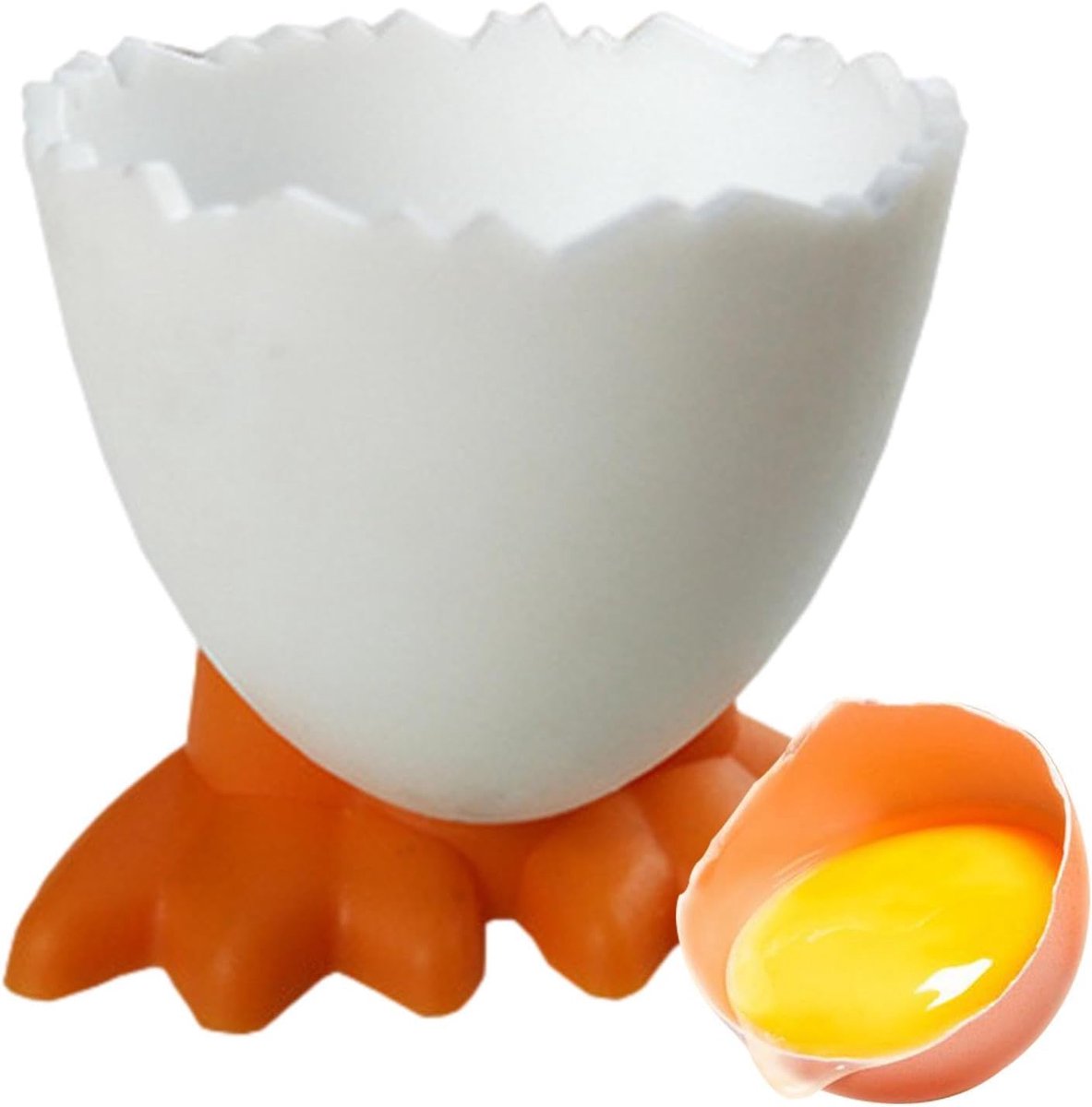 Eierdophouder - Eierrekje - Ontbijt Eieren - Kippenpoten Design - 5.5x4.5x4.5 cm - Oranje