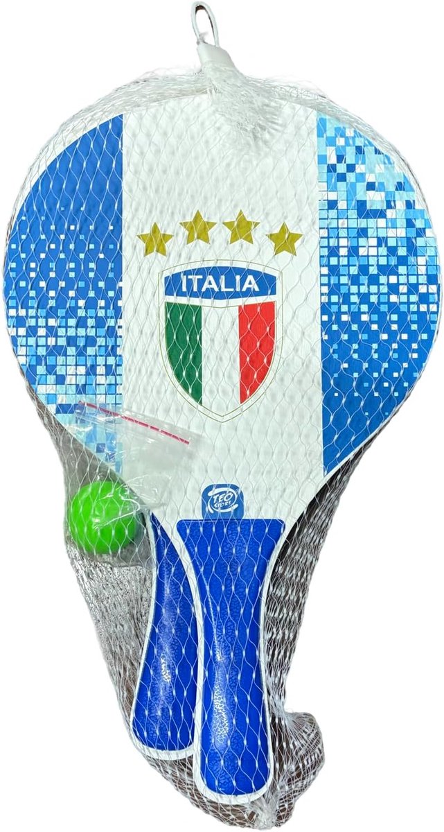 Strandtennis Rackets - Beach Tennis Set - Sport Spelen - Nationaal Design - 45 x 20 cm - Groen Blauw Wit