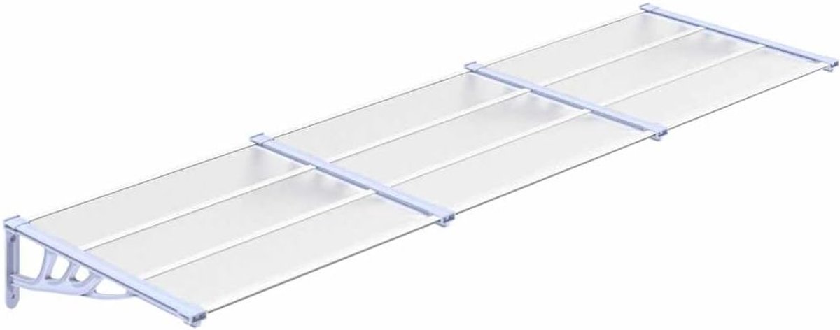 Deurluifel - Afdak deur - Bescherming tegen weer - Polycarbonaat constructie - 2975 x 90 cm - Grijs transparant