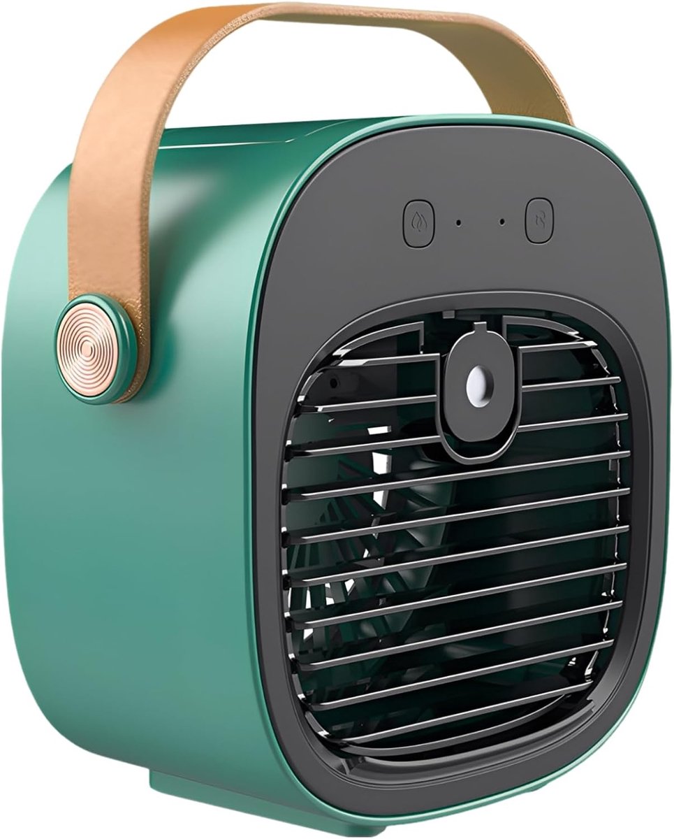Persoonlijke Luchtkoeler - Draagbare Ventilator - Persoonlijk Comfort - Navulbaar met Nano Nevel - 17 cm Hoog - Groen