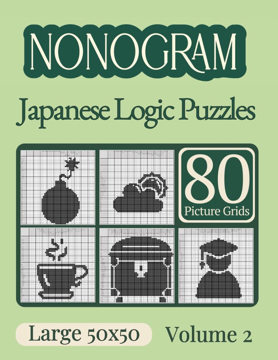 Logica Puzzelboek - Plaatjes Puzzels - Hersentraining - 80 Grote 50x50 Grids - 21.6 x 27.9 cm