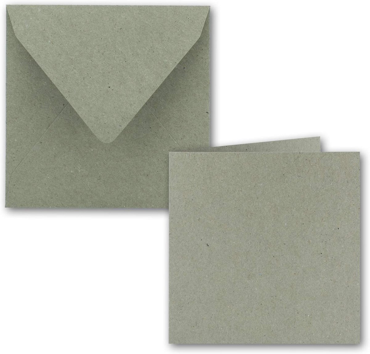 Vouwkaartenset Kraftpapier - Dubbele kaarten enveloppen - Persoonlijke berichten versturen - Gerecycled milieuvriendelijk papier - 15 x 15 cm - Natuurgrijs