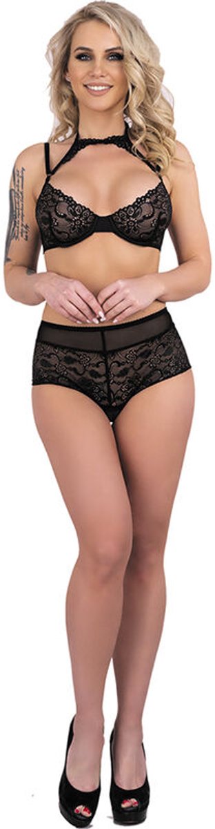 LIVCO CORSETTI FASHION - LINERA VOOR DE ZINTUIGEN COLLECTIE BH + PANTY ZWART L/XL | EROTISCHE LINGERIESET | SEXY LINGERIE