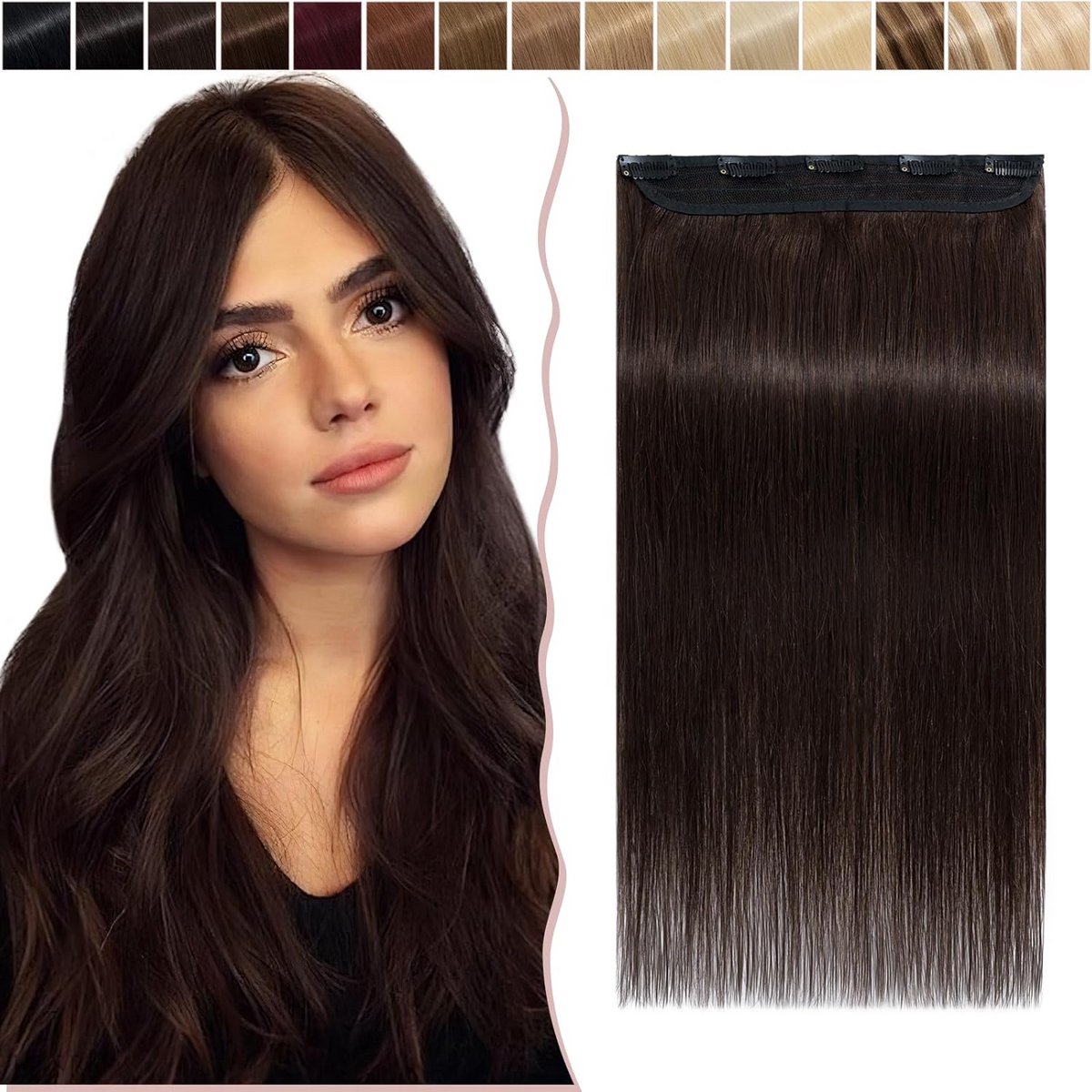 Clip-in Haarverlenging Ombre Natuurlijk Haar Dames 40 cm