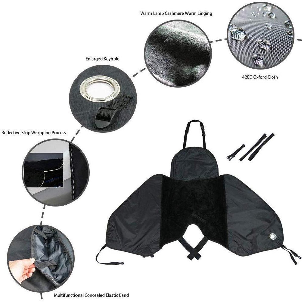 Beenkleed Universeel - Scooter Beenwarmer - Beenwarmer - Oxford-stof - Scooter deken - Waterdicht - Scooter Beenkleed - Been- en Regenbescherming Universeel voor Scooters - One size - Zwart – foto 3