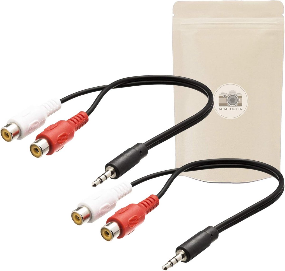 2 Stuks 3,5mm Jack naar 2x RCA Splitter Kabel Adapter