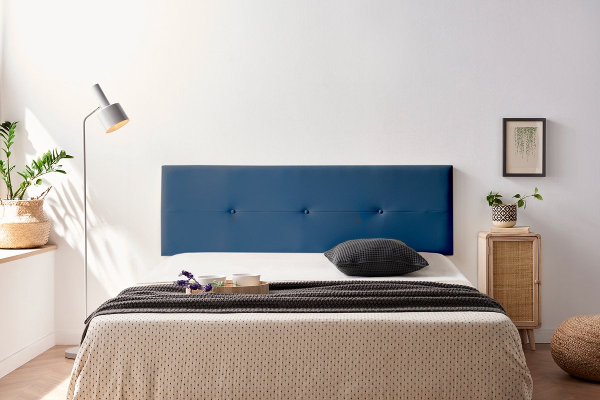 Moonia Hoofdbord - Slaapkamer Accessoire - Kunstleer - Donkerblauw - Modern en Duurzaam - Eenvoudig te Monteren