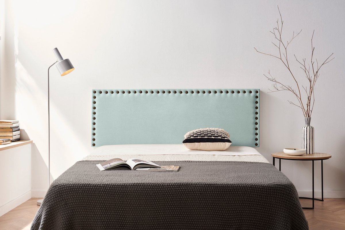 Moonia Hoofdbord - Slaapkamer Hoofdbord - Elegant en Duurzaam - Aqua Groen - Hoogwaardig Aqualine Stof - 55 cm Hoog