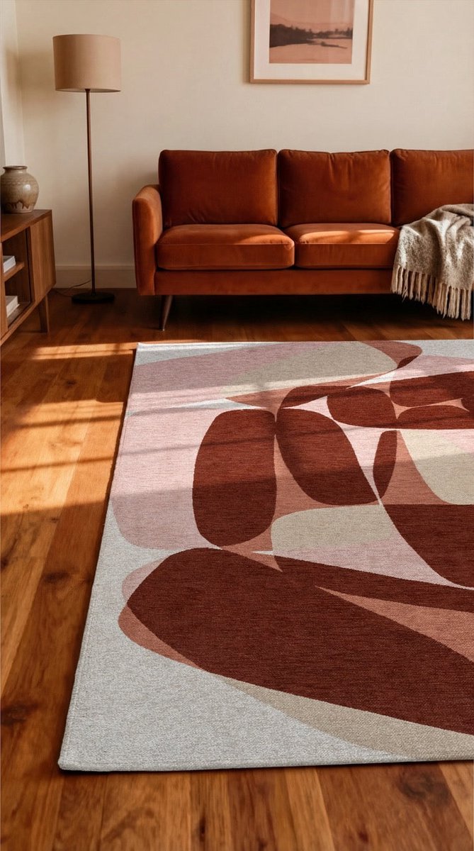 Wasbaar Binnen & Buiten Vloerkleed - Louis De Poortere Stones Cherry Mocha - Laagpolig Tapijt - Gerecycled PET - Made in Belgium - Circulair roze, foto 2