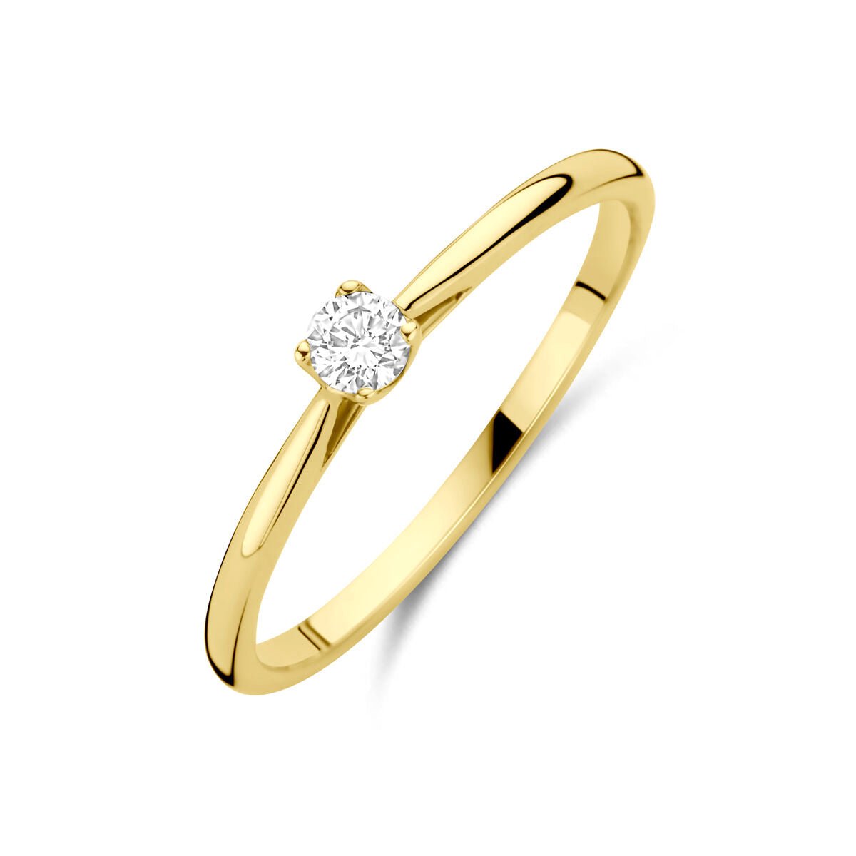14K geelgouden ring lab grown diamant 0.10ct h si - 4034751