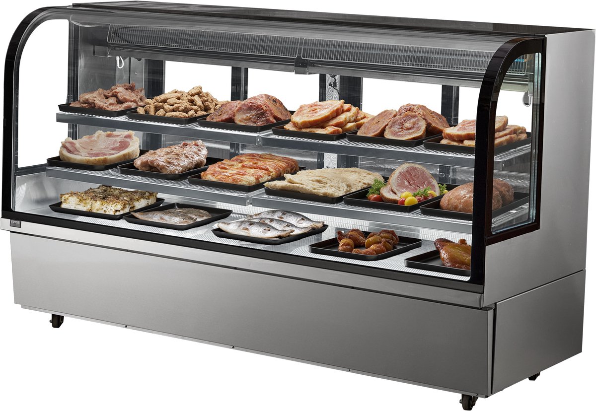 VEVOR koelvitrine, bakkerijvitrine, koelkastvitrine 901L 4-laags LED