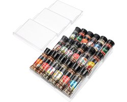 Allecto - Keuken Kruiden Lade Inleg Organiser Rek Trays - Uitbreidbaar - Plastic - 3 Laags - Geschikt voor Keuken - Belle Vous - Opslag Voor Kasten - Planken en Lades - Zout - Smaakmakers - Vitamines & Supplementen.