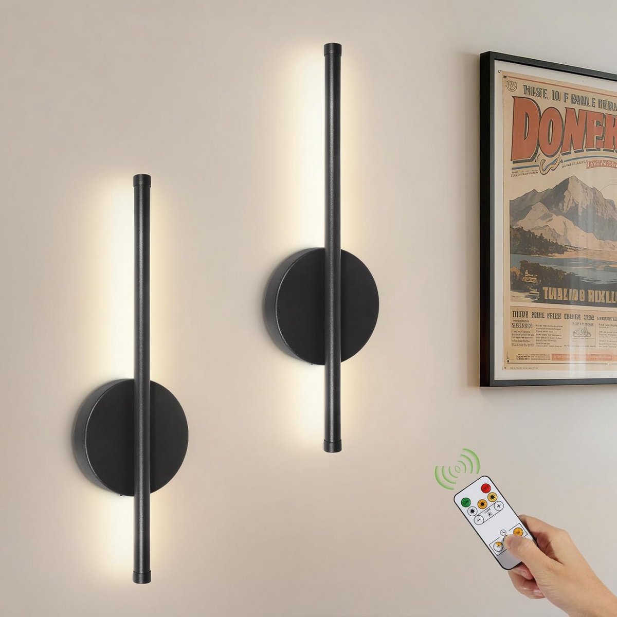 Draadloze Wandlampen op Batterijen 40 cm met 3 Kleurinstellingen - 2 Stuks