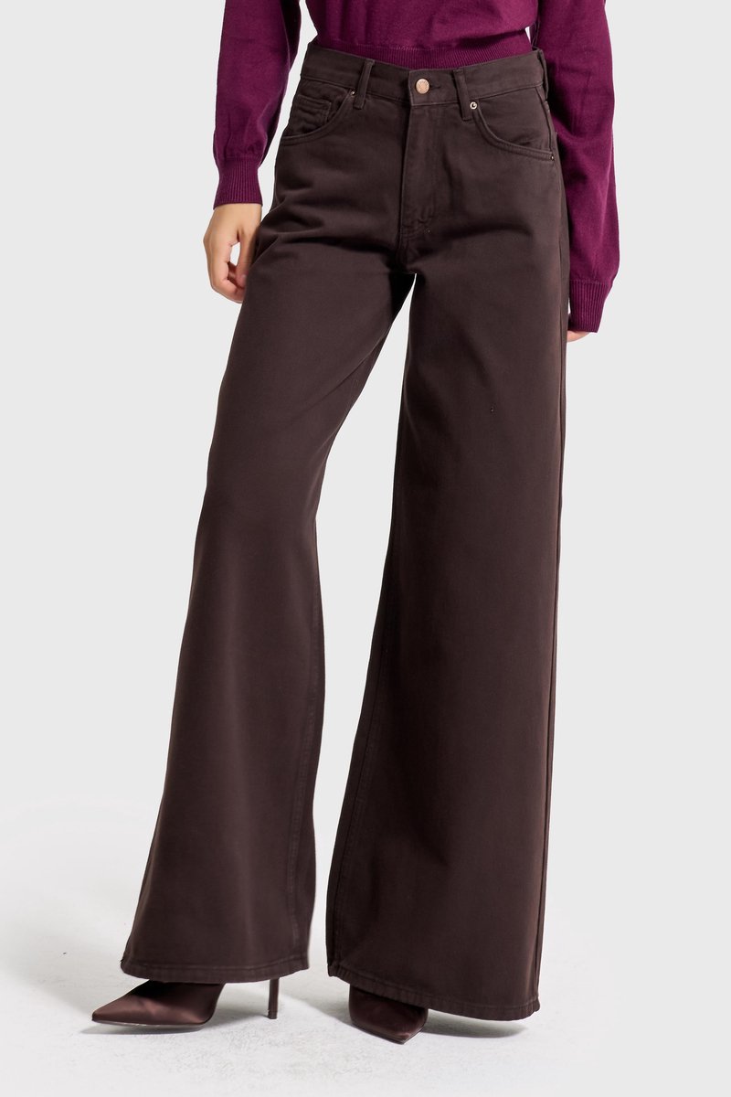 It's Basic - ELENA PALAZZO MID RISE JEANS - ESPRESSO