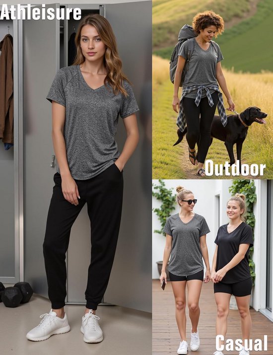 Sportshirt Dames Korte Mouw Sneldrogend Kreukvrij voor Yoga en Wandelen — afbeelding 4