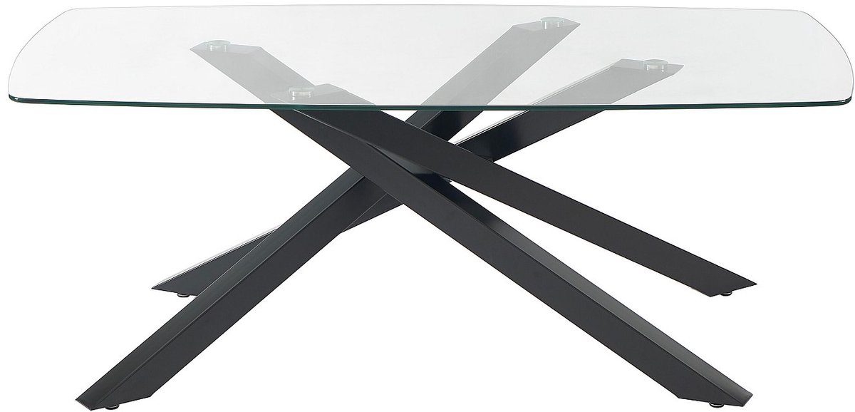 Vente-unique Eettafel voor 8 personen in gehard glas en zwart metaal - Transparant - METRILIA