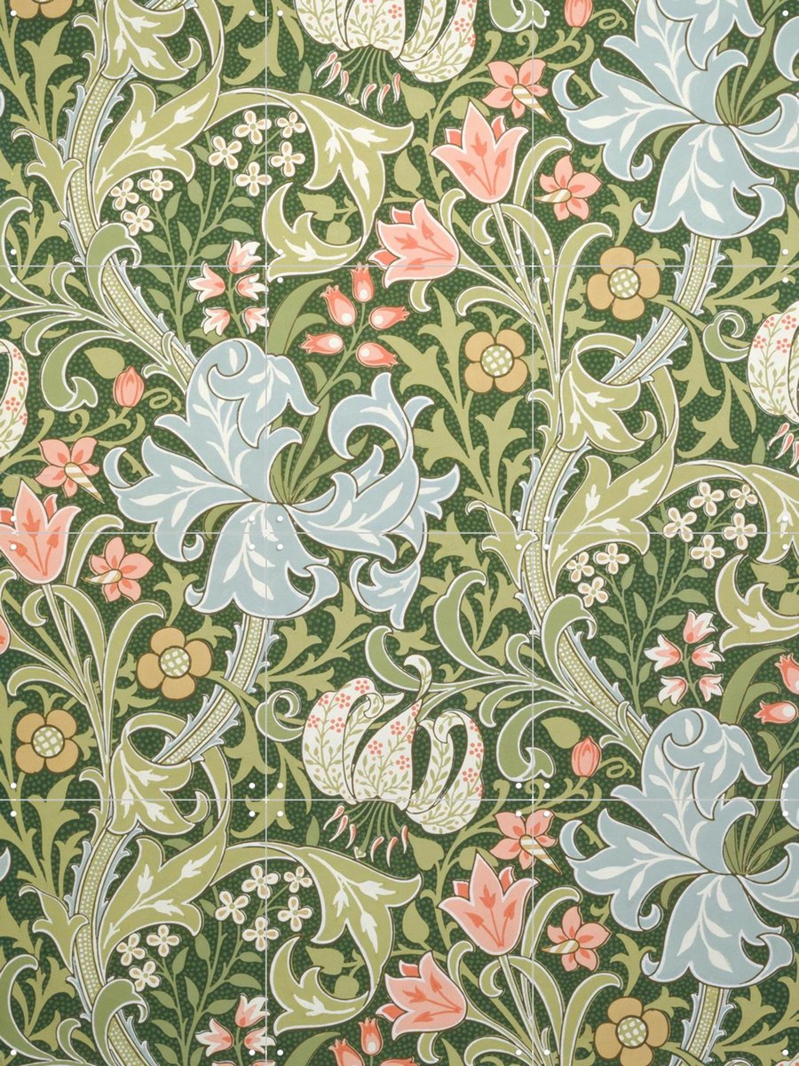 IXXI Golden Lily green, William Morris & Victoria and Albert Museum - 60 x 80 cm - Gratis ophangtool - Grote wanddecoratie en posters - Kleurrijk
