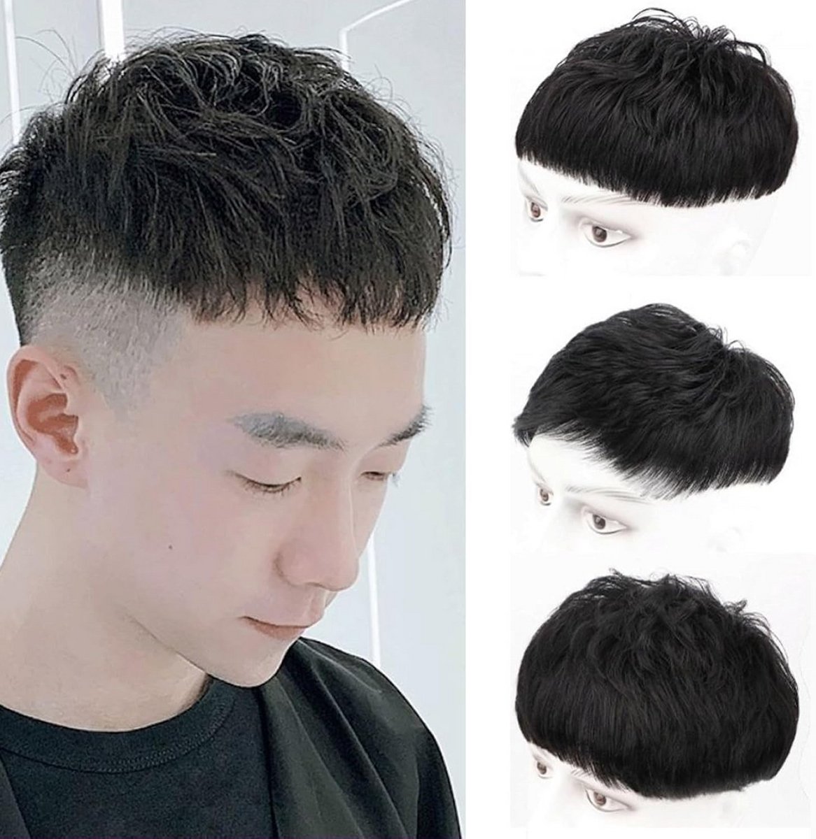 Haarstukje met Clip-in voor Mannen met Haaruitval - Kort Echt Haar