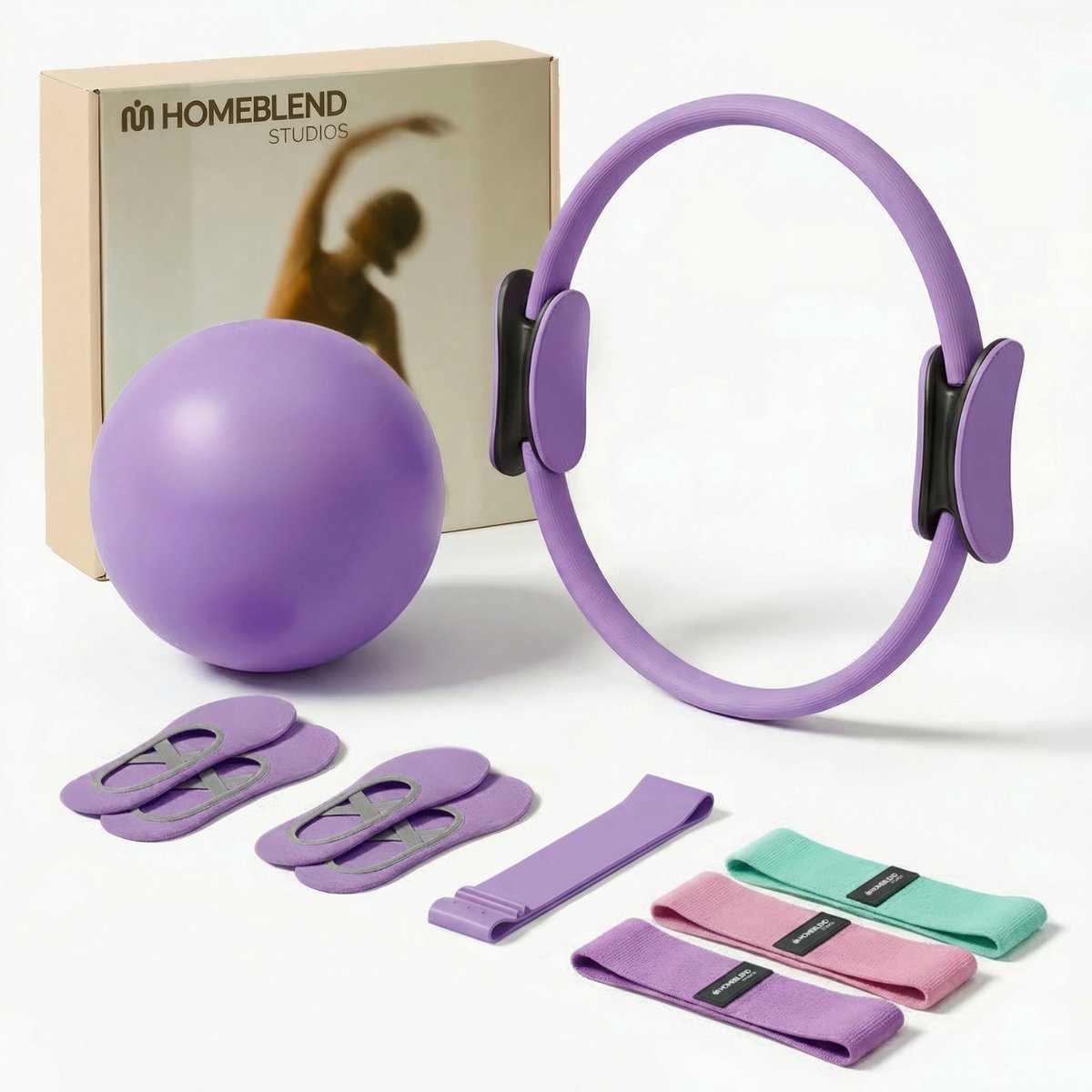 Pilatesset, 11-delige pilatesaccessoires, yoga-set met yogariem