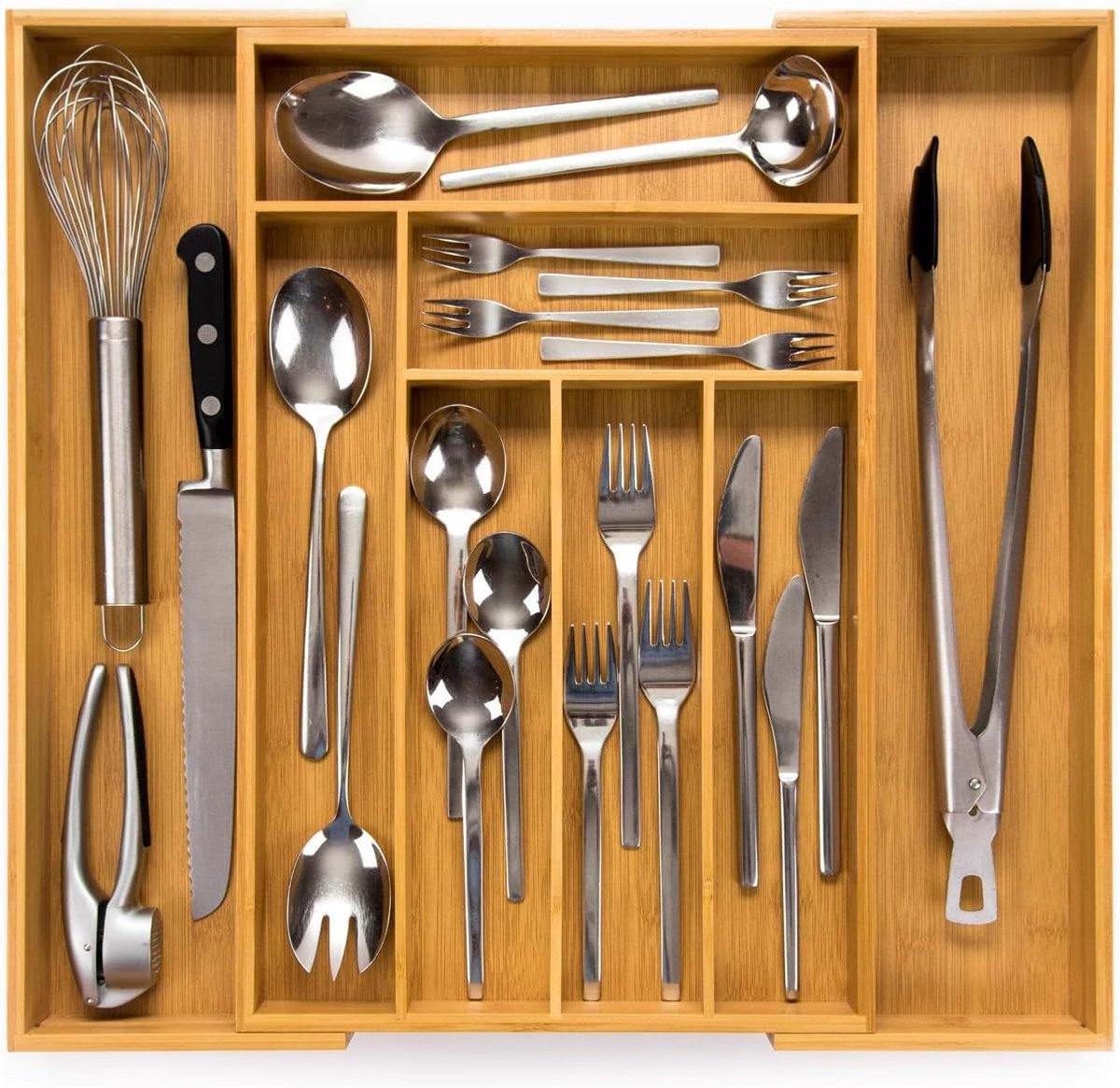 Uitschuifbare Bestekbak van Bamboe voor Keukenkast - Diepte 47 cm - Organizer