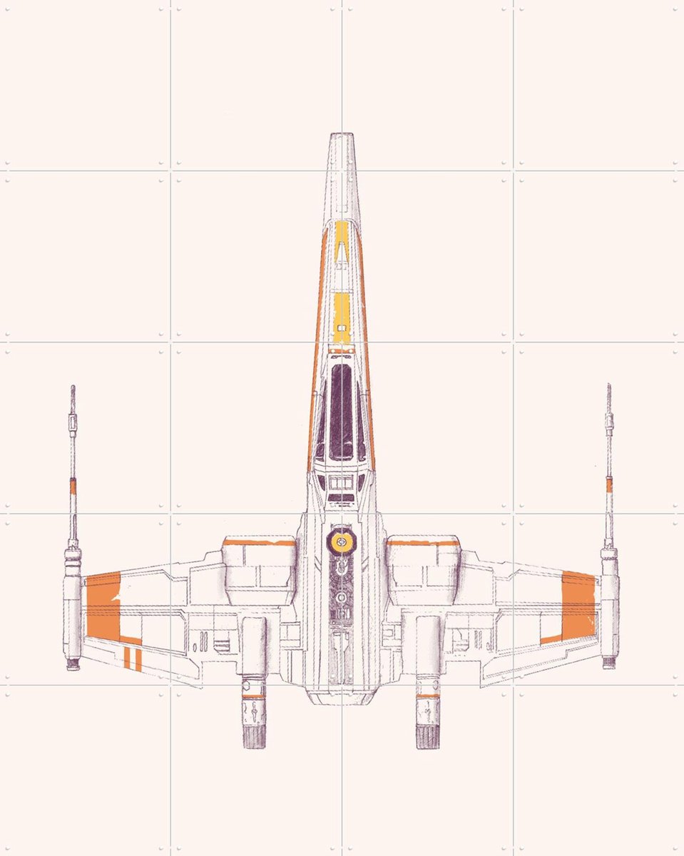 IXXI X-Wing, Florent Bodart - 80 x 100 cm - Gratis ophangtool - Grote wanddecoratie en posters - Illustraties, Vintage, Kinderkamer, Mancave, Kinderen