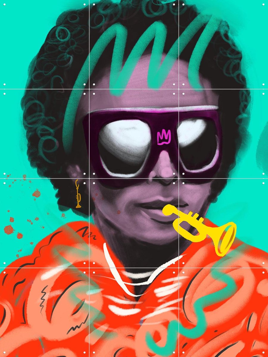 IXXI Miles Davis, Pop-art by Tadej - 60 x 80 cm - Gratis ophangtool - Grote wanddecoratie en posters - Kleurrijk, Pop art, Illustraties, Portretten