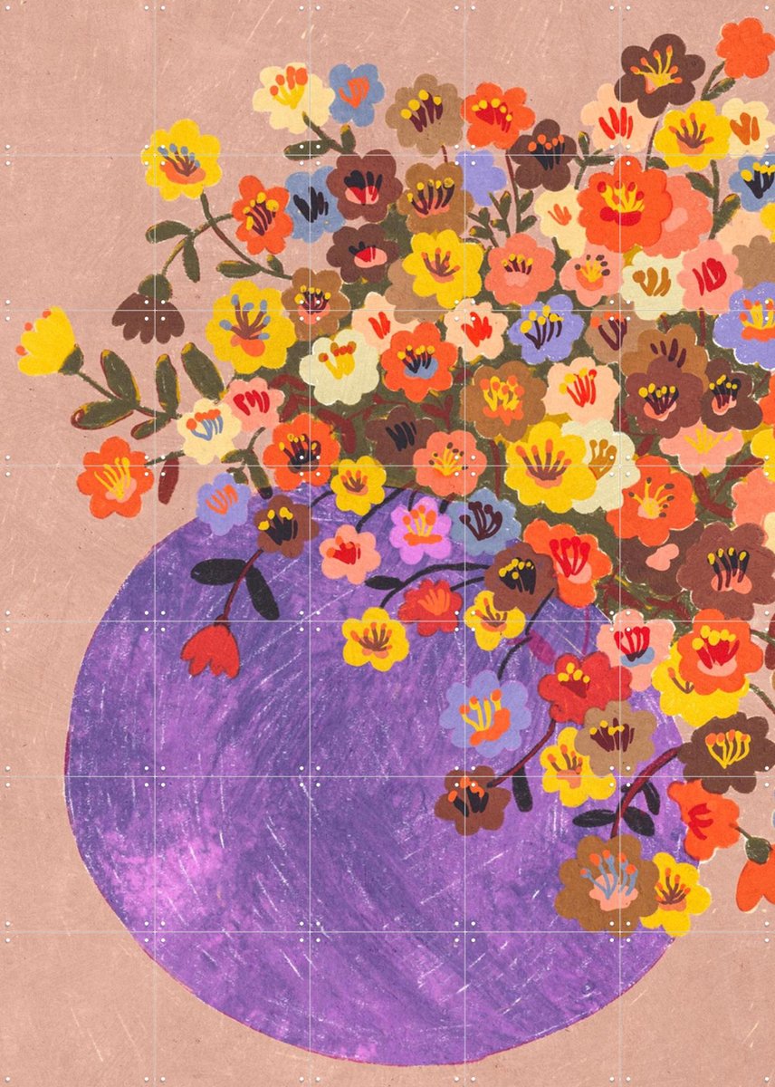 IXXI Flora fantasia, Gigi Rosado - 100 x 140 cm - Gratis ophangtool - Grote wanddecoratie en posters - Illustraties, Kleurrijk, Speels, Decoratieve