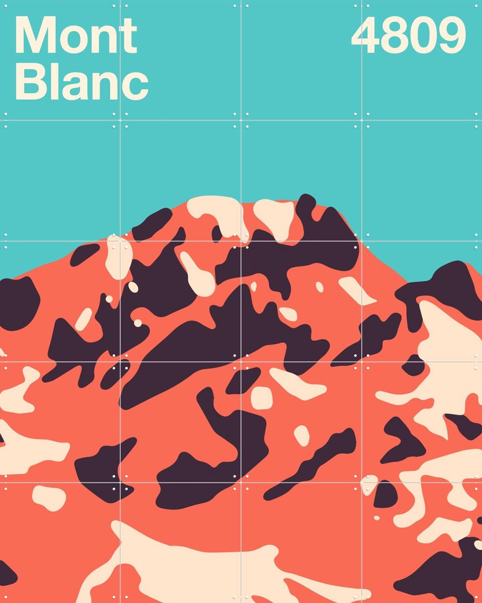 IXXI Mont Blanc, Florent Bodart - 80 x 100 cm - Gratis ophangtool - Grote wanddecoratie en posters - Illustraties, Abstract, Grafisch Ontwerp