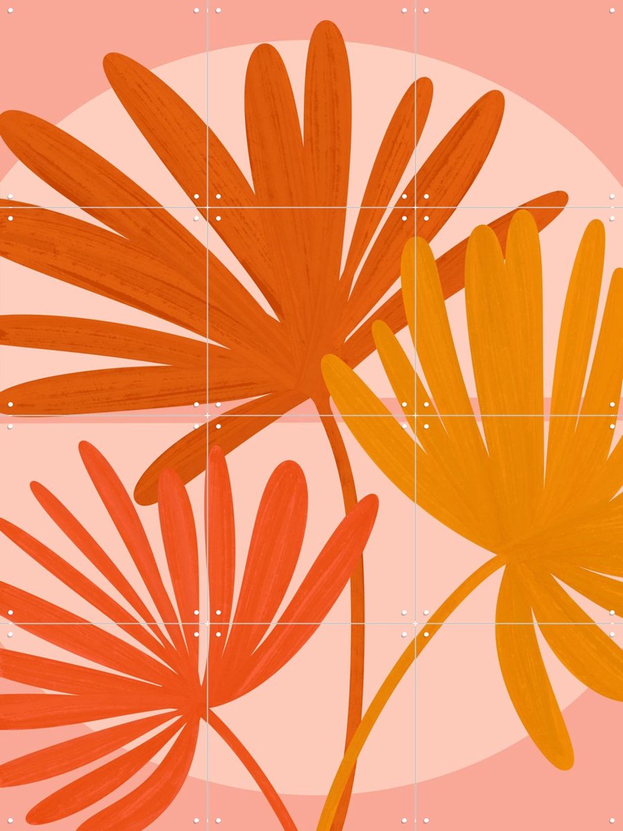 IXXI Autumn Palms, Kristian Gallagher & Various - 60 x 80 cm - Gratis ophangtool - Grote wanddecoratie en posters - Digitale Kunst, Speels
