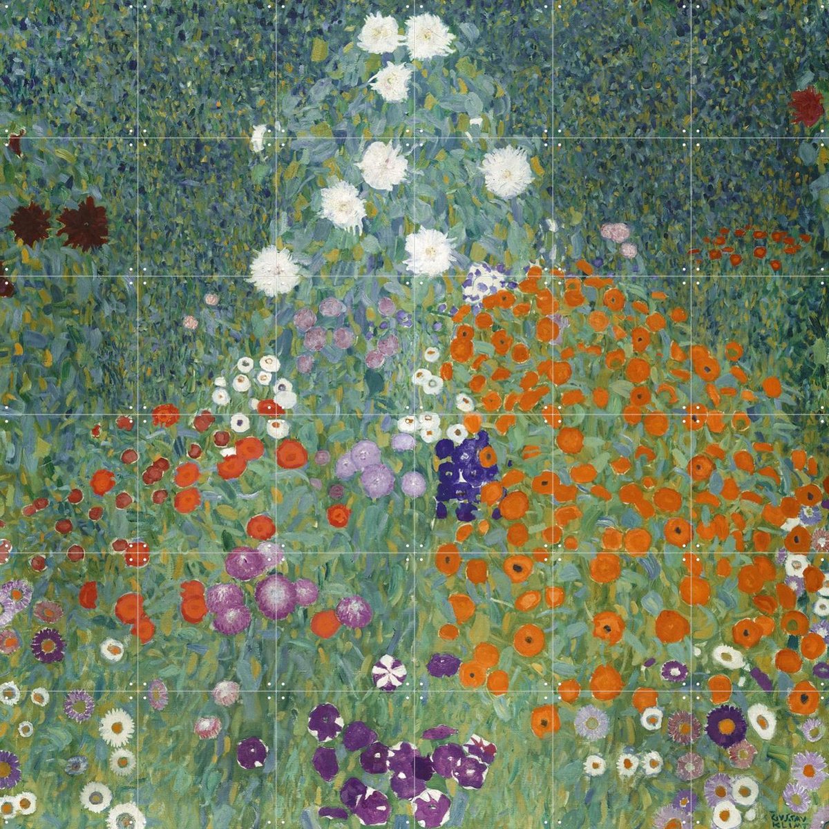 IXXI Flower Garden, Gustav Klimt & Bridgeman Images - 120 x 120 cm - Gratis ophangtool - Grote wanddecoratie en posters - Kleurrijk, Klassiek,